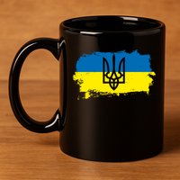 Stand With Ukraine Painted Distressed Ukrainian Flag Symbol 11oz C Handle Ceramic Mug