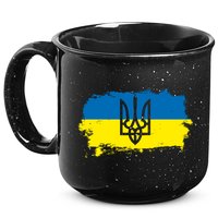 Stand With Ukraine Painted Distressed Ukrainian Flag Symbol 15oz Campfire Ceramic Mug