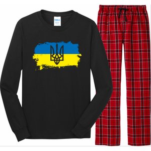 Stand With Ukraine Painted Distressed Ukrainian Flag Symbol Long Sleeve Pajama Set