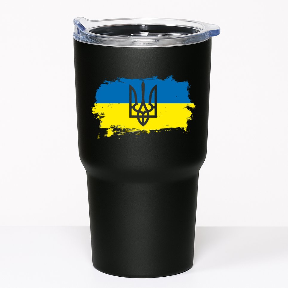 Stand With Ukraine Painted Distressed Ukrainian Flag Symbol Tumbler