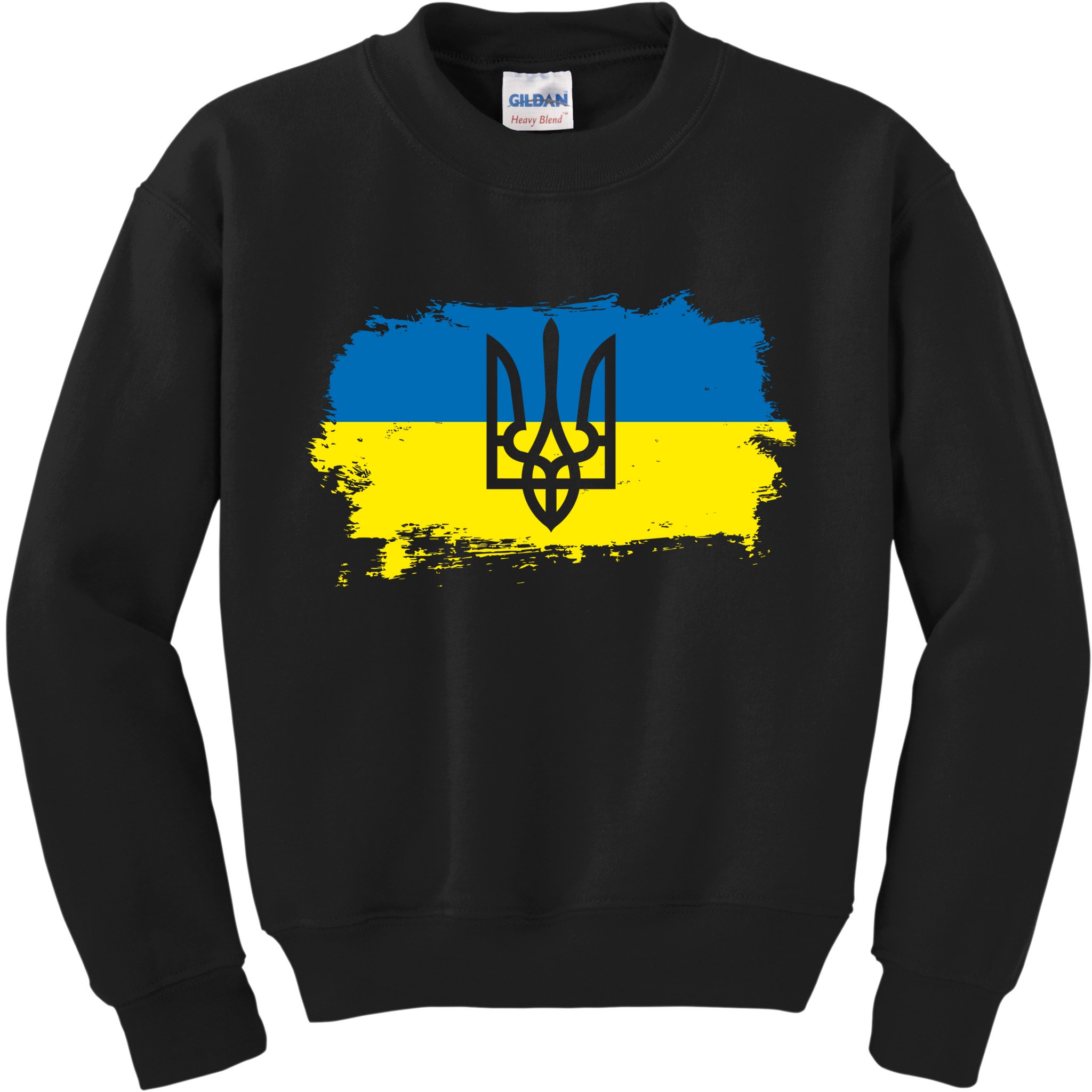 Stand With Ukraine Painted Distressed Ukrainian Flag Symbol Kids Sweatshirt