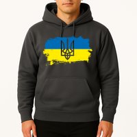 Stand With Ukraine Painted Distressed Ukrainian Flag Symbol Hoodie