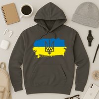 Stand With Ukraine Painted Distressed Ukrainian Flag Symbol Hoodie