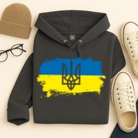 Stand With Ukraine Painted Distressed Ukrainian Flag Symbol Hoodie