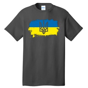 Stand With Ukraine Painted Distressed Ukrainian Flag Symbol Tall T-Shirt