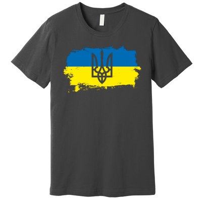 Stand With Ukraine Painted Distressed Ukrainian Flag Symbol Premium T-Shirt