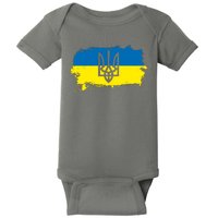 Stand With Ukraine Painted Distressed Ukrainian Flag Symbol Baby Bodysuit