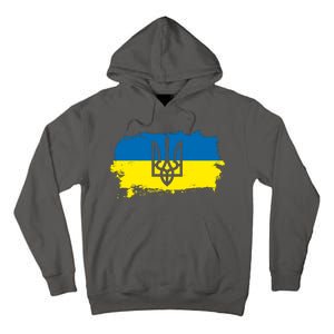 Stand With Ukraine Painted Distressed Ukrainian Flag Symbol Tall Hoodie