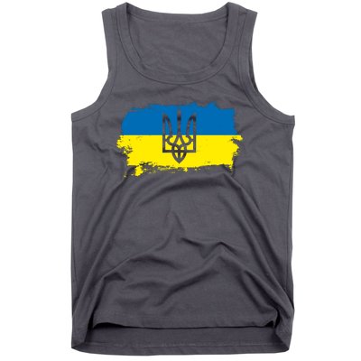 Stand With Ukraine Painted Distressed Ukrainian Flag Symbol Tank Top