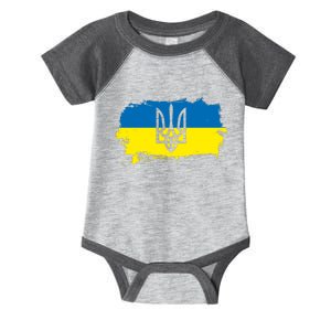 Stand With Ukraine Painted Distressed Ukrainian Flag Symbol Infant Baby Jersey Bodysuit