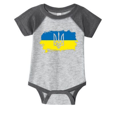 Stand With Ukraine Painted Distressed Ukrainian Flag Symbol Infant Baby Jersey Bodysuit