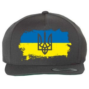 Stand With Ukraine Painted Distressed Ukrainian Flag Symbol Wool Snapback Cap