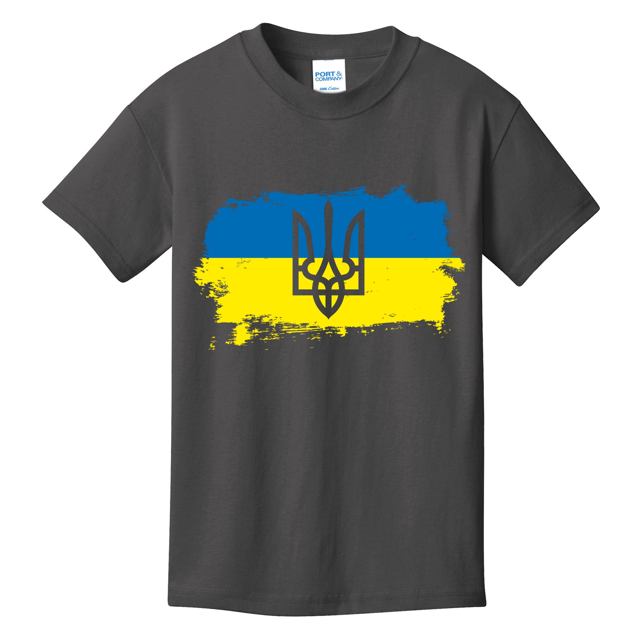 Stand With Ukraine Painted Distressed Ukrainian Flag Symbol Kids T-Shirt