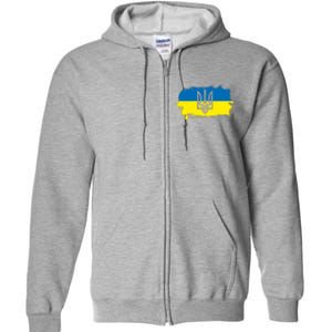 Stand With Ukraine Painted Distressed Ukrainian Flag Symbol Full Zip Hoodie