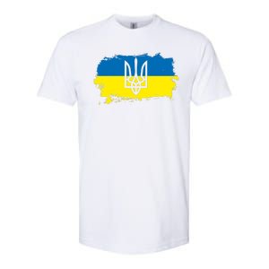 Stand With Ukraine Painted Distressed Ukrainian Flag Symbol Softstyle CVC T-Shirt