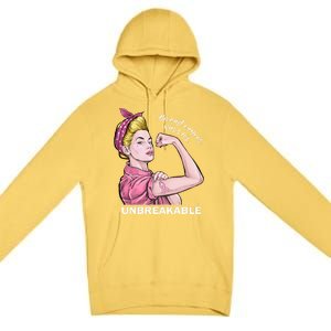 Strong Warrior Unbreakable Breast Cancer Awareness Funny Gift Premium Pullover Hoodie