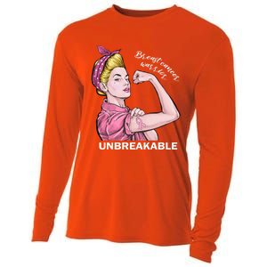 Strong Warrior Unbreakable Breast Cancer Awareness Funny Gift Cooling Performance Long Sleeve Crew