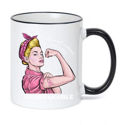 Strong Warrior Unbreakable Breast Cancer Awareness Funny Gift 11oz Black Color Changing Mug