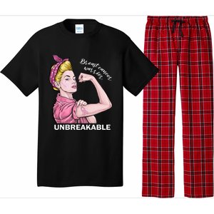 Strong Warrior Unbreakable Breast Cancer Awareness Funny Gift Pajama Set