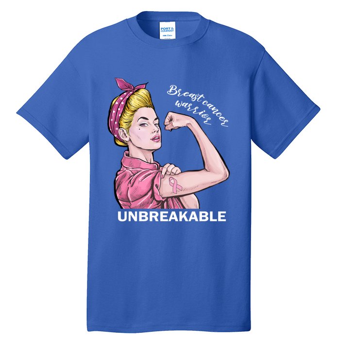 Strong Warrior Unbreakable Breast Cancer Awareness Funny Gift Tall T-Shirt