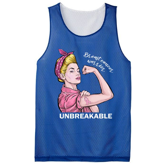 Strong Warrior Unbreakable Breast Cancer Awareness Funny Gift Mesh Reversible Basketball Jersey Tank