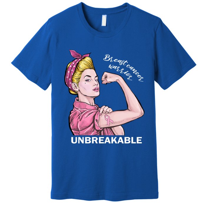 Strong Warrior Unbreakable Breast Cancer Awareness Funny Gift Premium T-Shirt