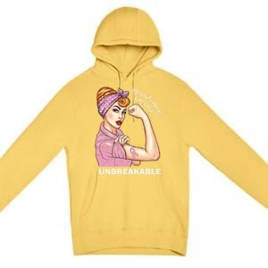 Strong Warrior Unbreakable Breast Cancer Awareness Gift Premium Pullover Hoodie