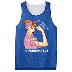 Strong Warrior Unbreakable Breast Cancer Awareness Gift Mesh Reversible Basketball Jersey Tank