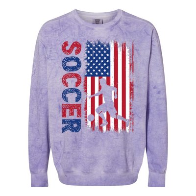 Soccer With Usa Flag For Soccer Lover Colorblast Crewneck Sweatshirt