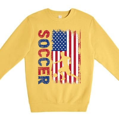 Soccer With Usa Flag For Soccer Lover Premium Crewneck Sweatshirt