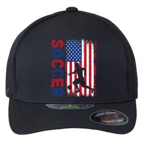 Soccer With Usa Flag For Soccer Lover Flexfit Unipanel Trucker Cap