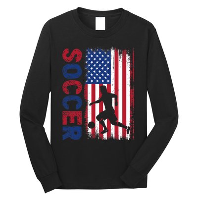 Soccer With Usa Flag For Soccer Lover Long Sleeve Shirt