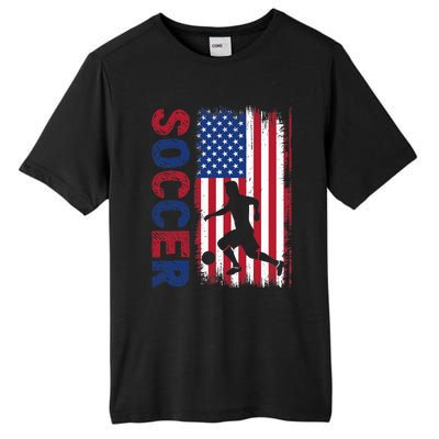 Soccer With Usa Flag For Soccer Lover Tall Fusion ChromaSoft Performance T-Shirt