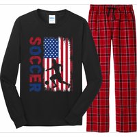 Soccer With Usa Flag For Soccer Lover Long Sleeve Pajama Set