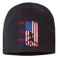 Soccer With Usa Flag For Soccer Lover Sustainable Beanie