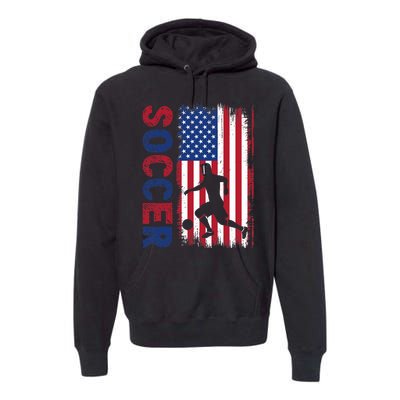 Soccer With Usa Flag For Soccer Lover Premium Hoodie