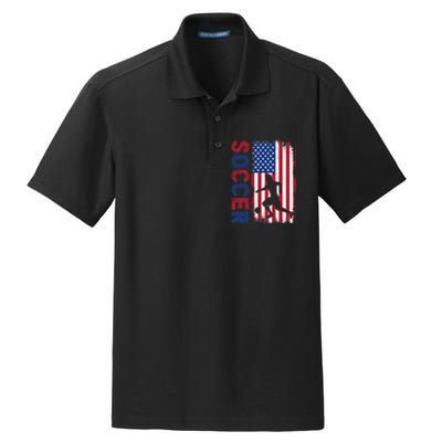 Soccer With Usa Flag For Soccer Lover Dry Zone Grid Polo