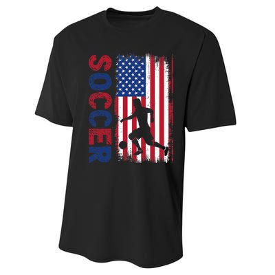 Soccer With Usa Flag For Soccer Lover Performance Sprint T-Shirt