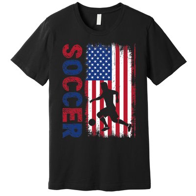 Soccer With Usa Flag For Soccer Lover Premium T-Shirt