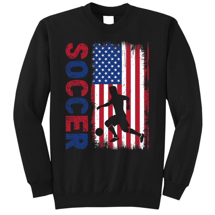 Soccer With Usa Flag For Soccer Lover Tall Sweatshirt