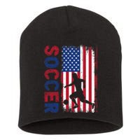 Soccer With Usa Flag For Soccer Lover Short Acrylic Beanie