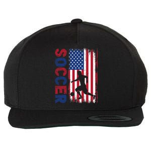 Soccer With Usa Flag For Soccer Lover Wool Snapback Cap