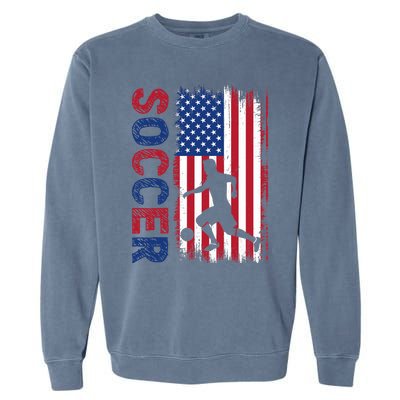 Soccer With Usa Flag For Soccer Lover Garment-Dyed Sweatshirt