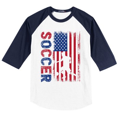 Soccer With Usa Flag For Soccer Lover Baseball Sleeve Shirt