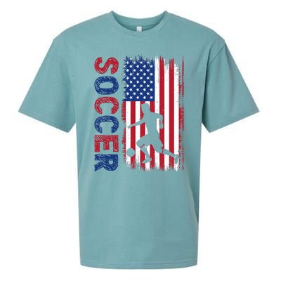 Soccer With Usa Flag For Soccer Lover Sueded Cloud Jersey T-Shirt