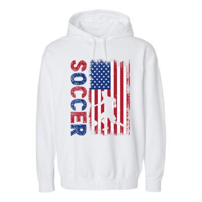 Soccer With Usa Flag For Soccer Lover Garment-Dyed Fleece Hoodie