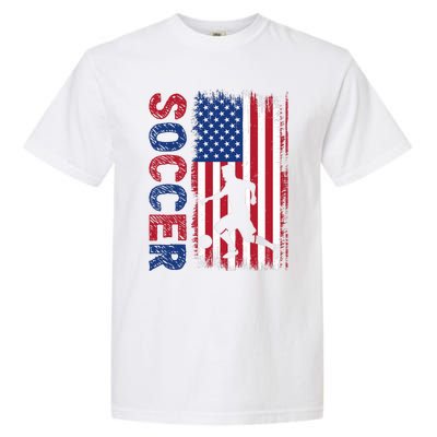 Soccer With Usa Flag For Soccer Lover Garment-Dyed Heavyweight T-Shirt