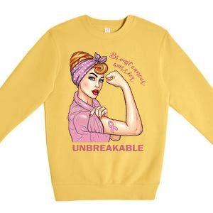 Strong Warrior Unbreakable Breast Cancer Awareness Great Gift Premium Crewneck Sweatshirt