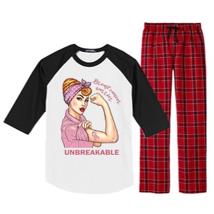 Strong Warrior Unbreakable Breast Cancer Awareness Great Gift Raglan Sleeve Pajama Set