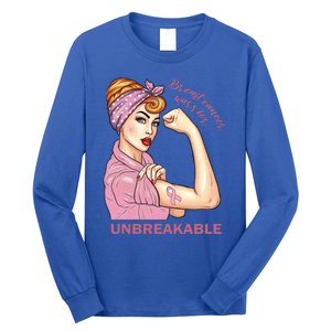 Strong Warrior Unbreakable Breast Cancer Awareness Great Gift Long Sleeve Shirt